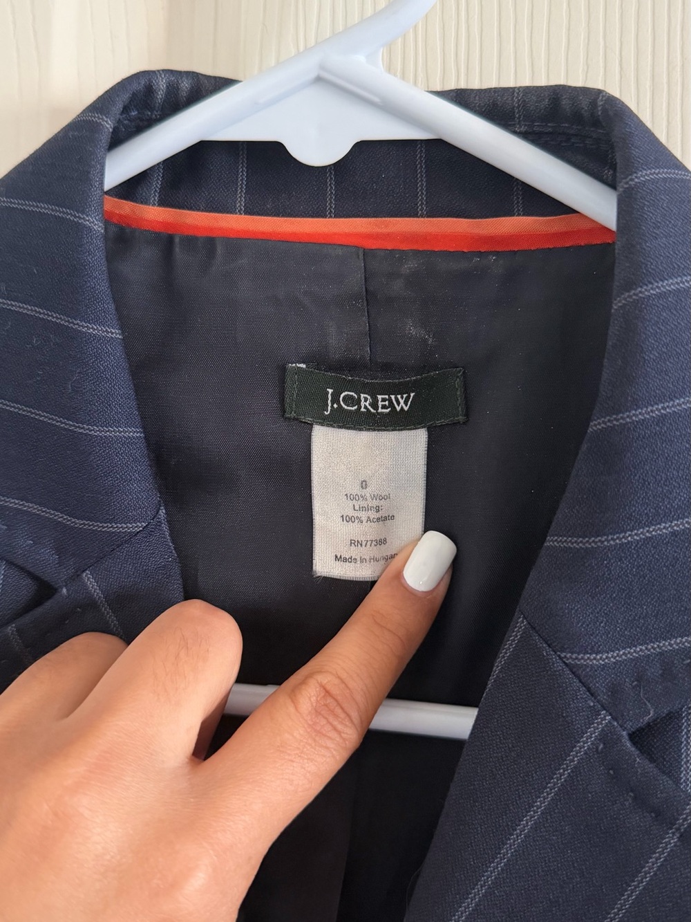 J. Crew Navy Pinstripe Wool Blazer - Picture 3 of 5